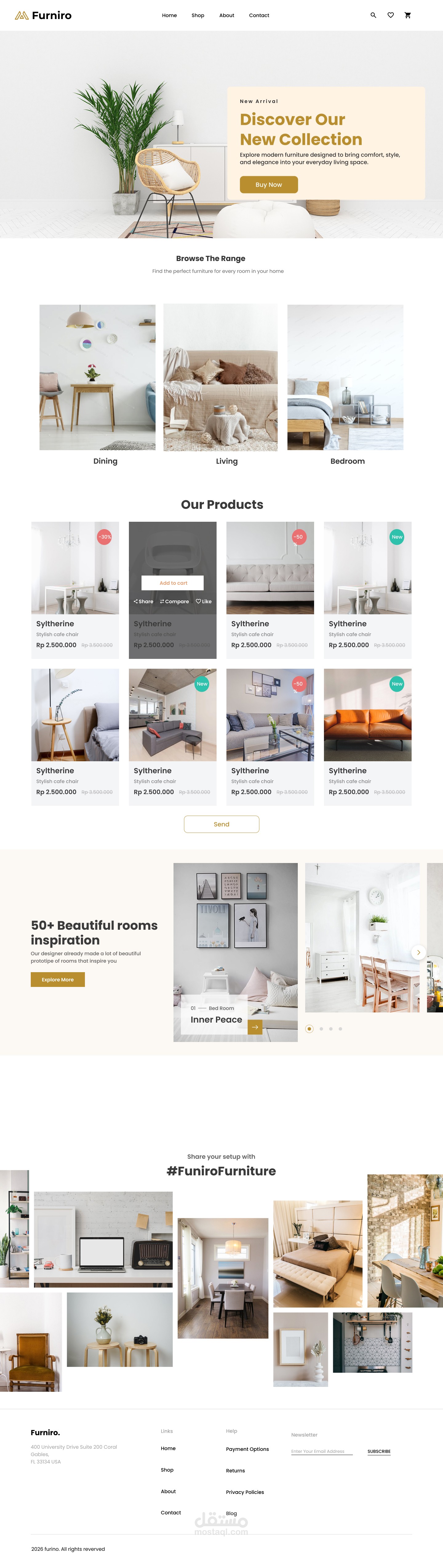 Furniro منصة تجارة إلكترونية متكاملة للأثاث والديكور (UI/UX Case Study)
