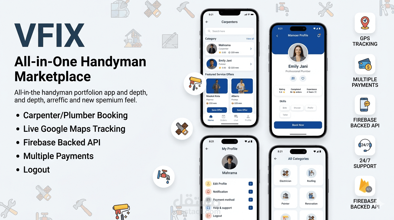 VFix - المنصة المتكاملة لخدمات الصيانة المنزلية (Handyman Marketplace)