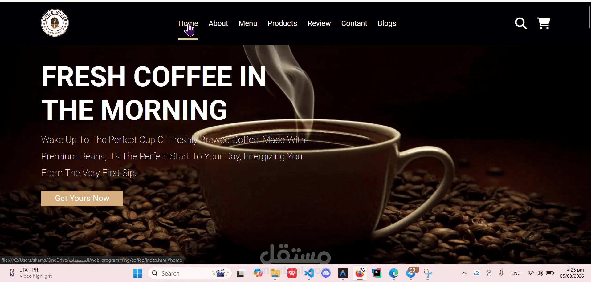 coffee shop website