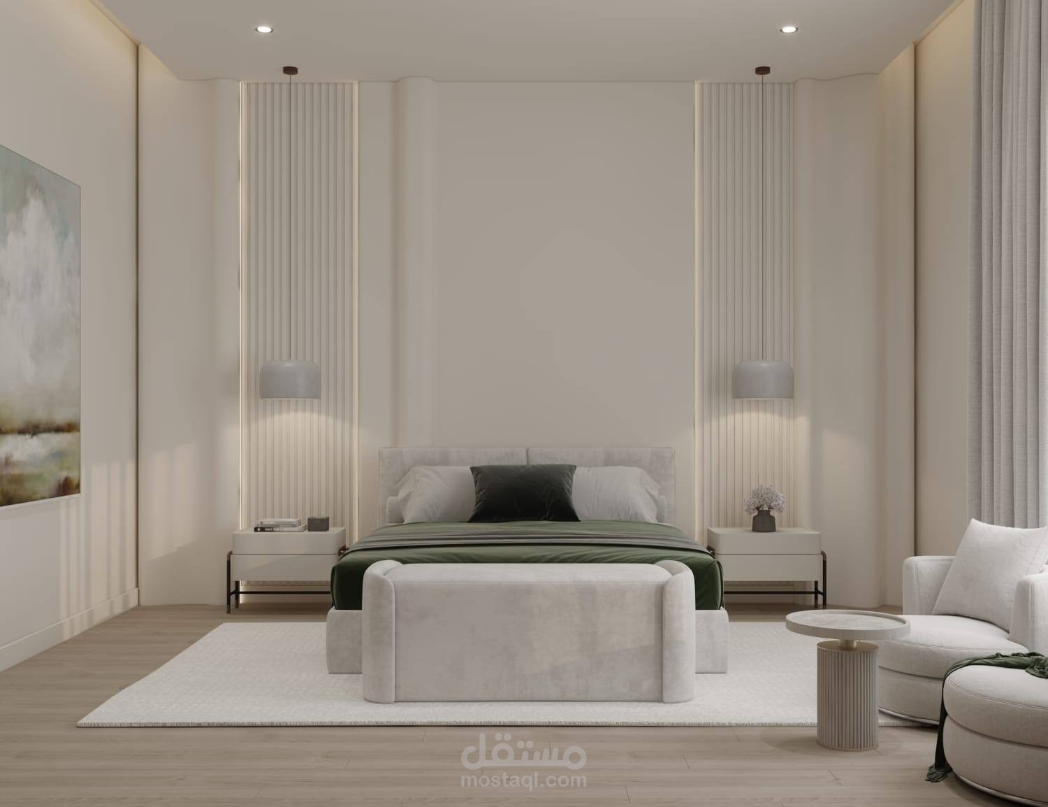 تصميم داخلى لغرفة نوم مع غرفة ملابس