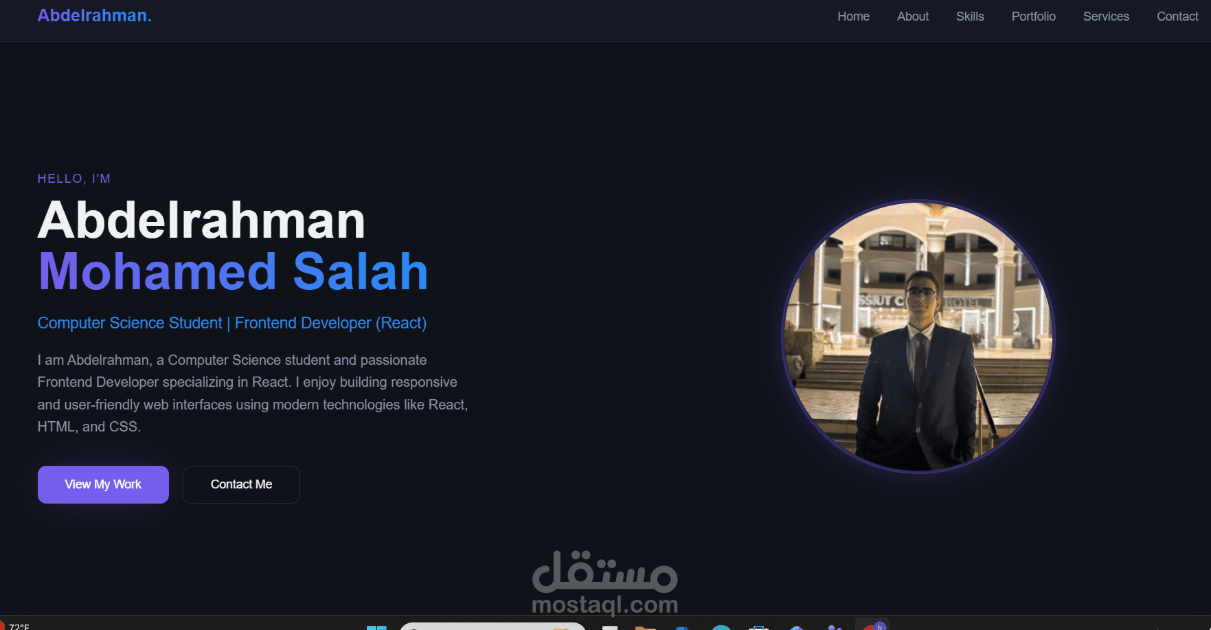 portfolio باستخدام js css thml