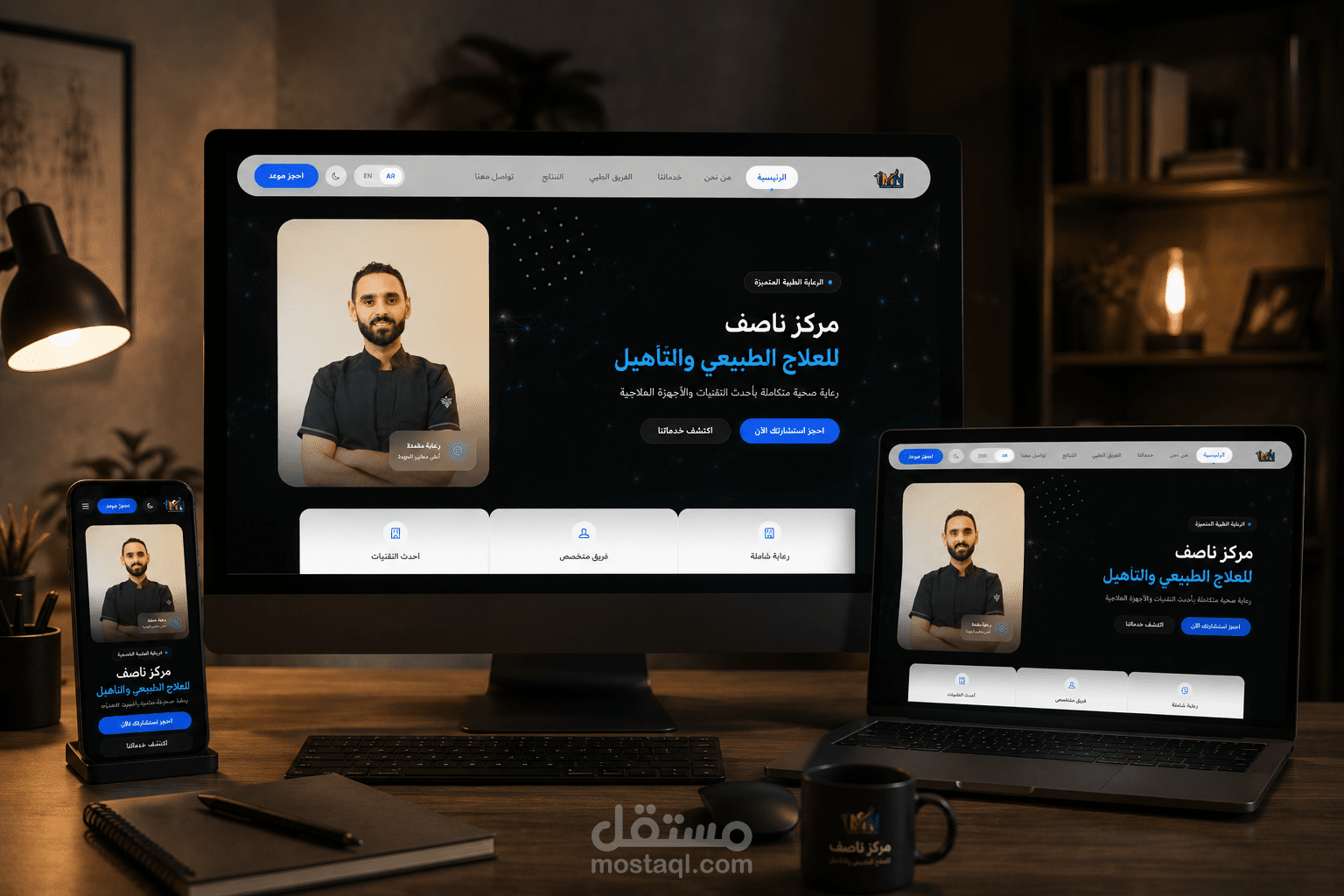 تصميم وتطوير موقع احترافي لمركز ناصف للعلاج الطبيعي والتأهيل