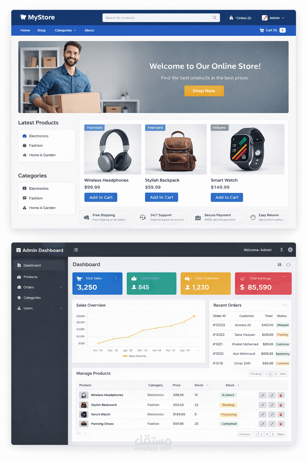 نظام متجر إلكتروني متكامل باستخدام ASP.NET Core