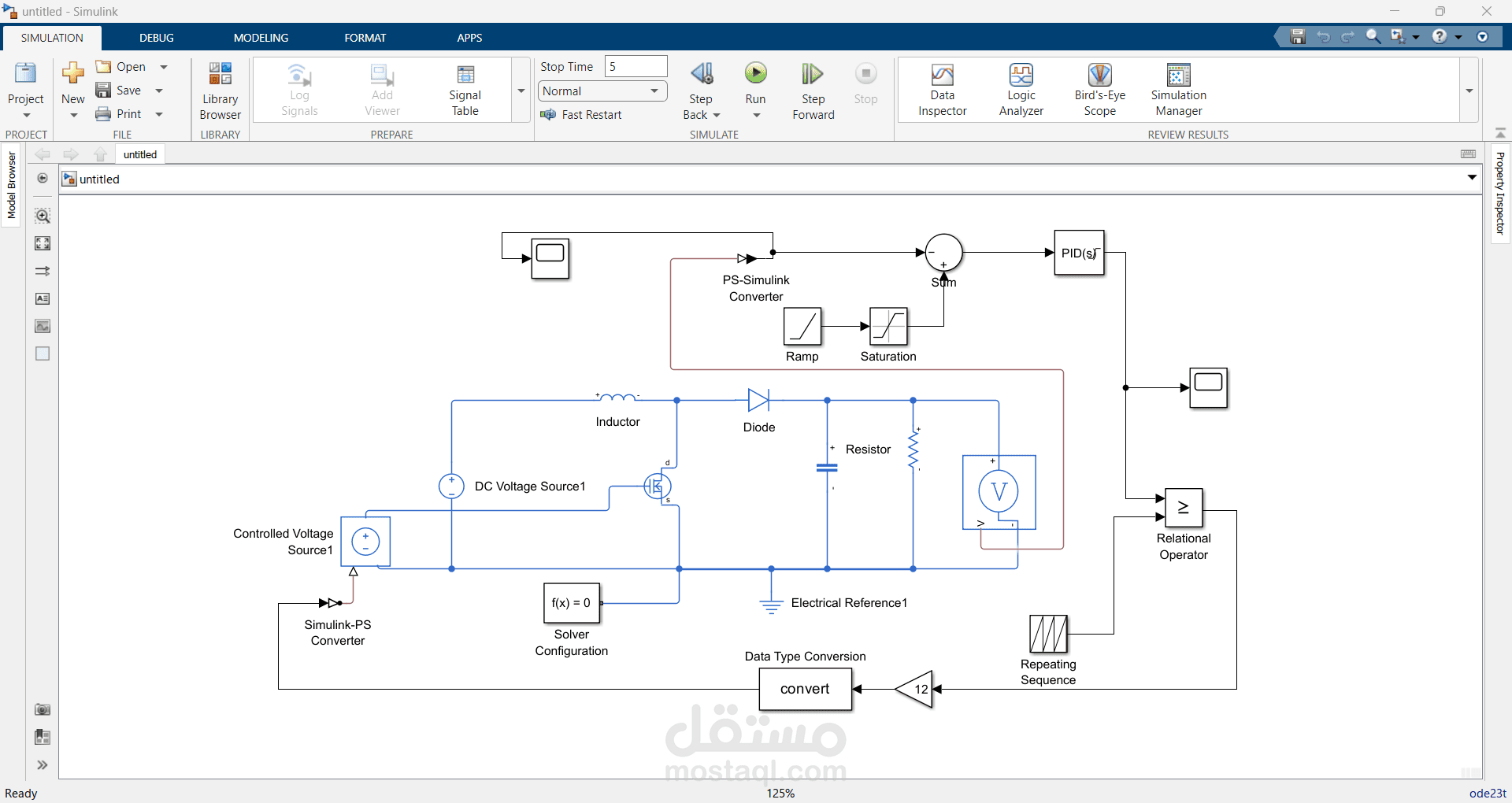 محاكاة وتحليل نظام تحكم لمحرك كهربائي باستخدام (MATLAB/Simulink)