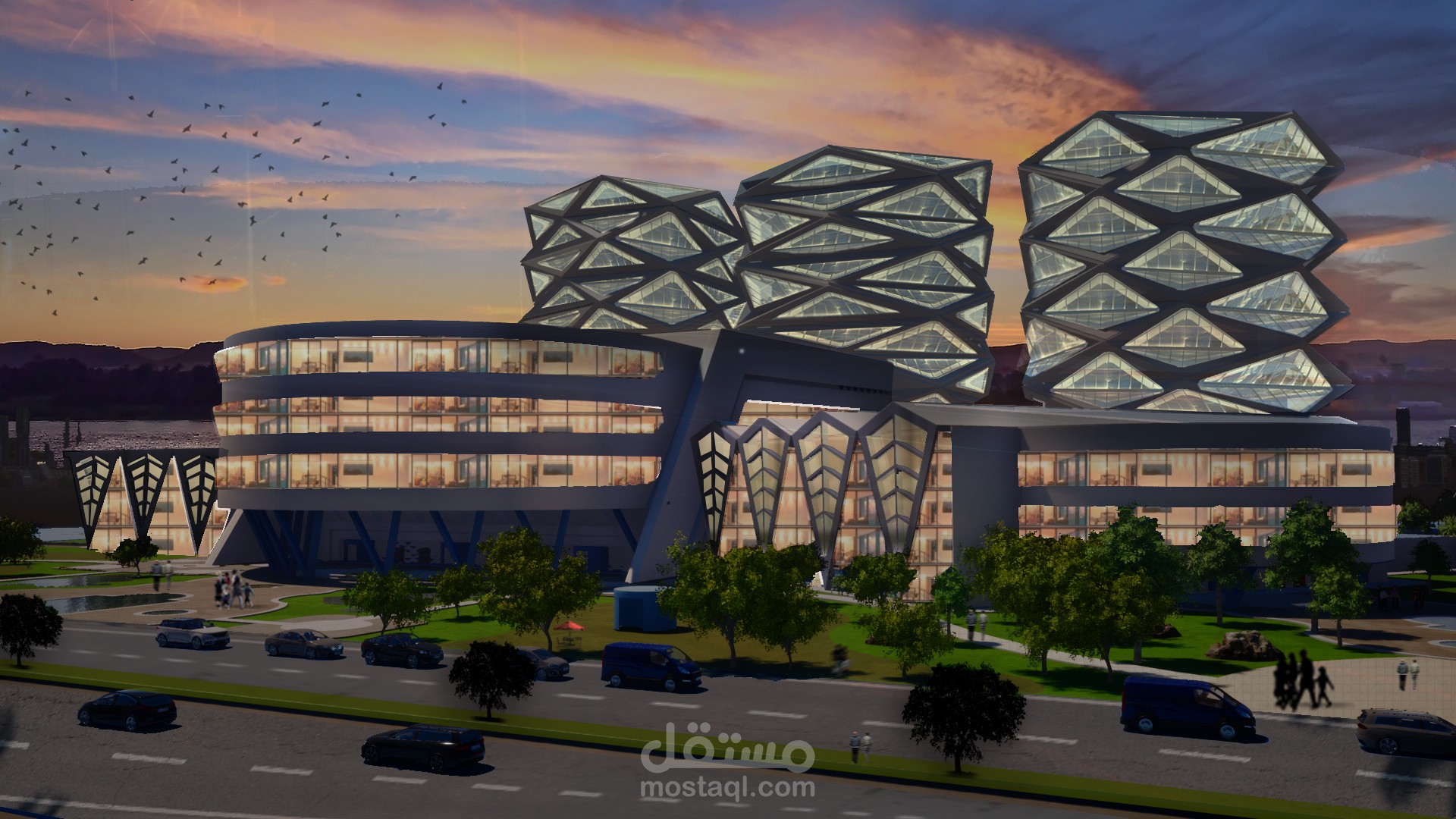 تصميم مبني ادارى تجارى سكني بمنطقة المعادي بجوار المحكمة الدستورية العليا تصميم حضارى يراعي النواحي البيئية والثقافية والاجتماعية للسكان