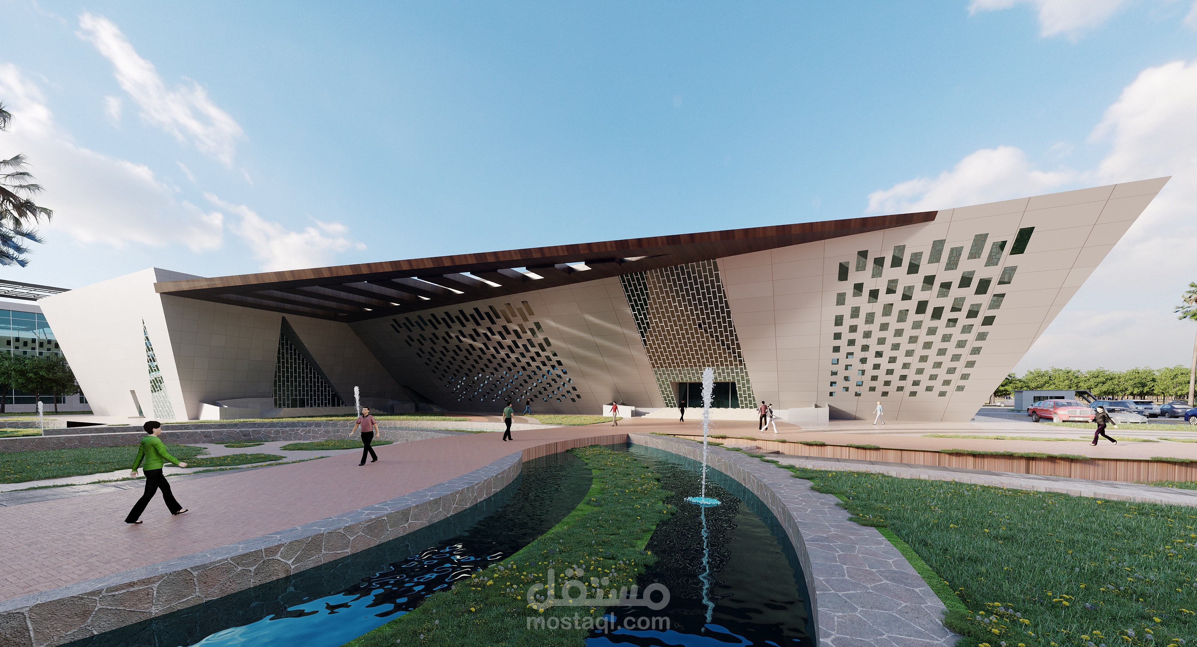 تصميم مبني قاعة موتمرات ملحق بها مسرح بخدماتة ف مصر