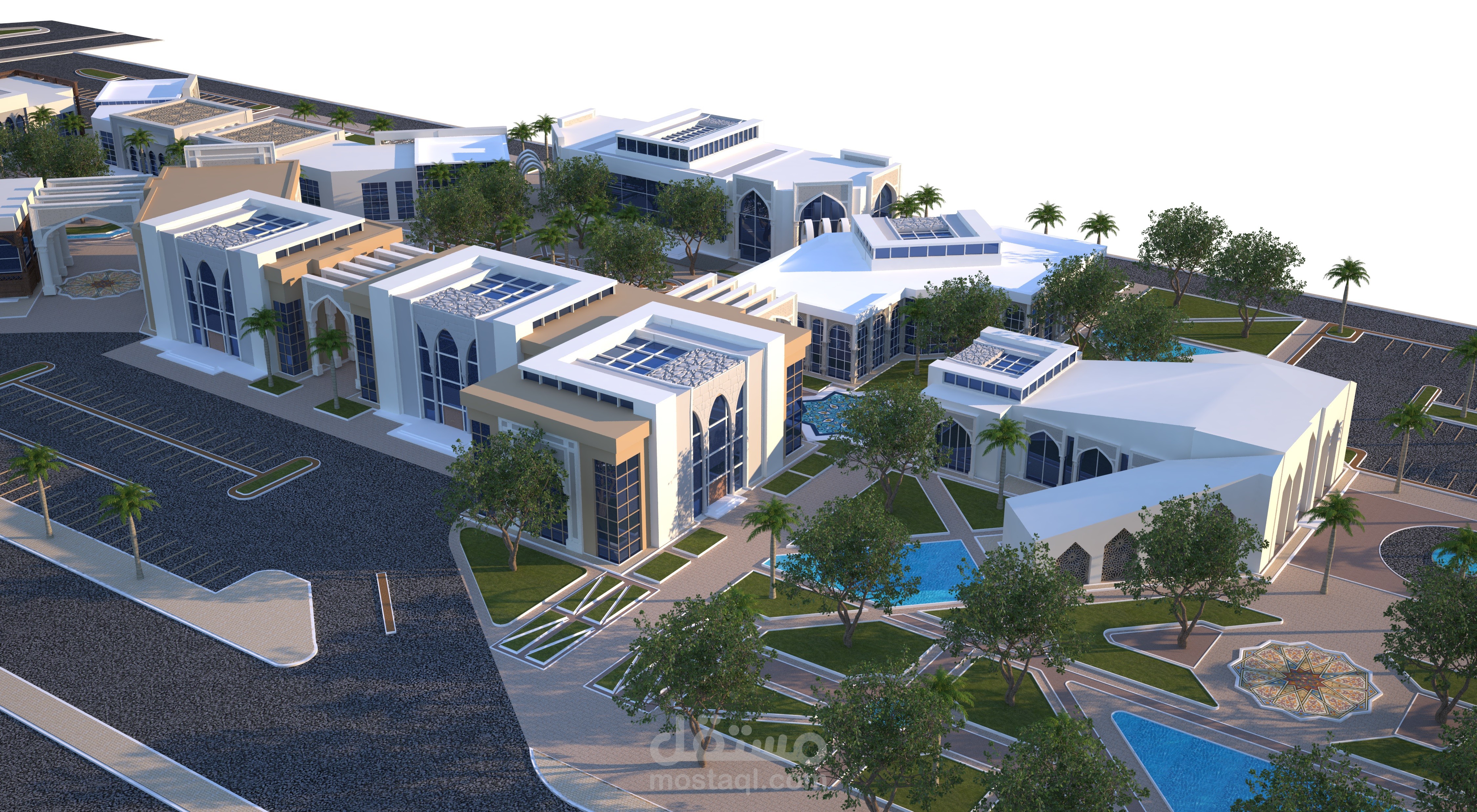 تصميم مبني عام بالطراز الاسلامي الحديث