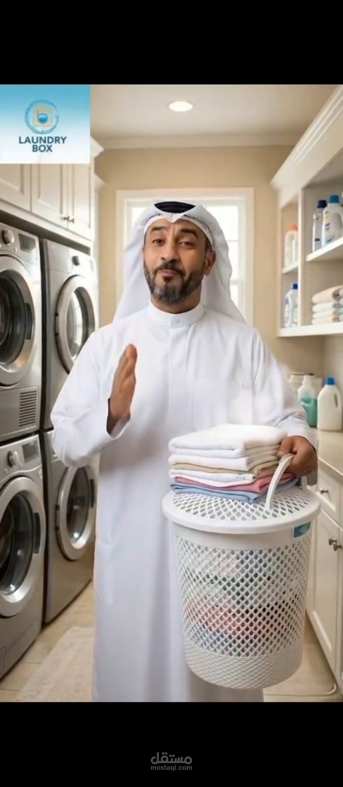 اعلان لمغسلة ملابس كويتية