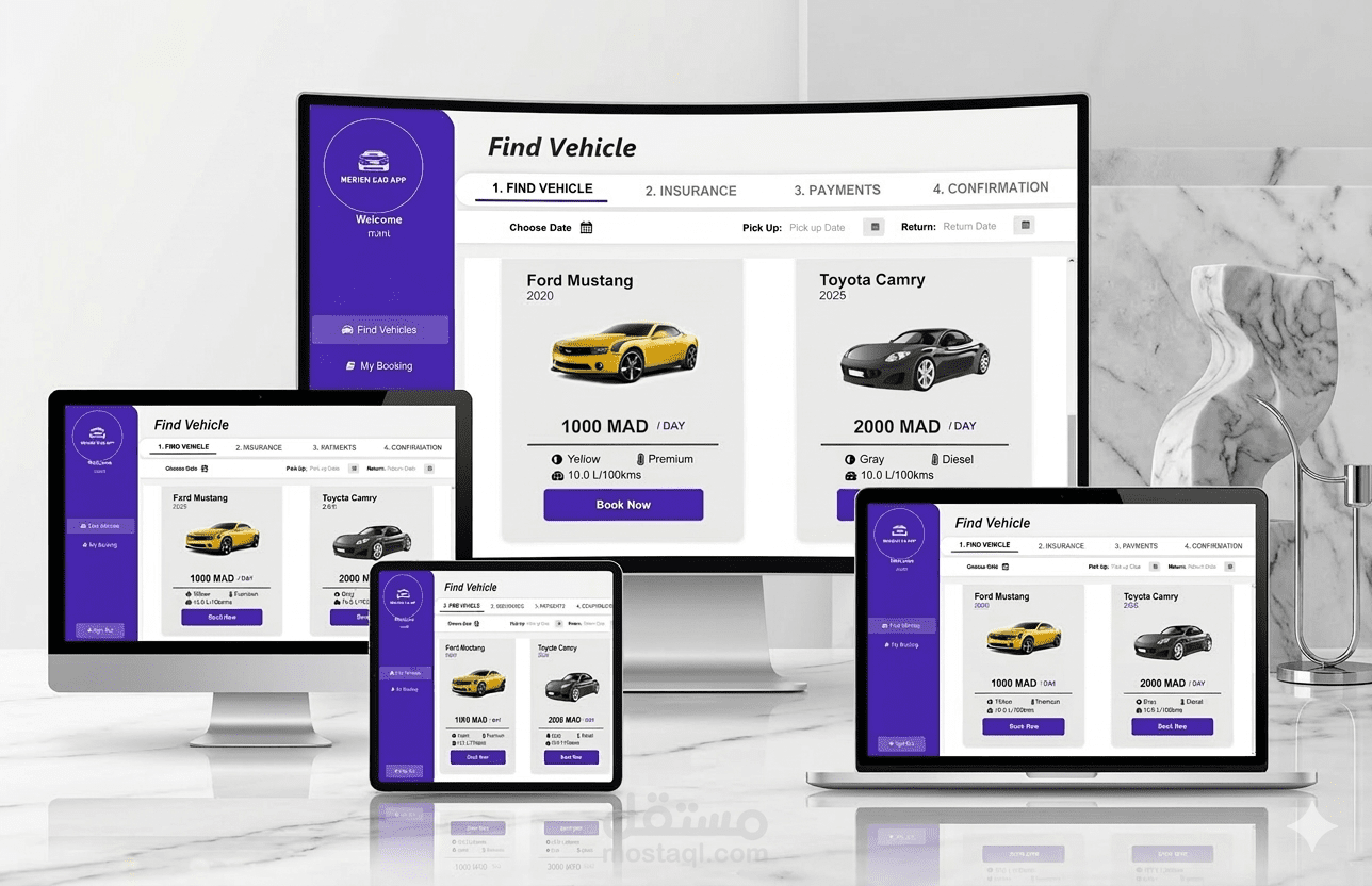 منصة ذكية لإدارة وتأجير السيارات مع نظام حجز وإدارة متكامل
