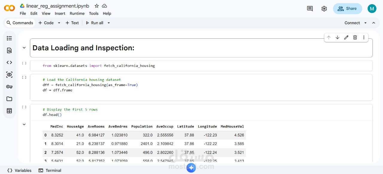 بناء نموذج Machine Learning للتنبؤ بأسعار المنازل في California باستخدام Python