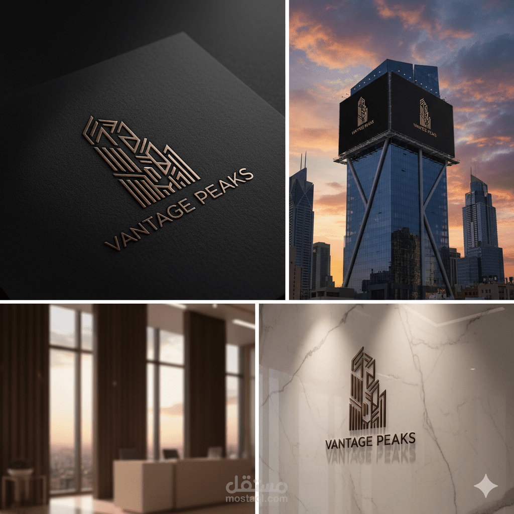 "هوية بصرية متكاملة لشركة Vantage Peaks (التطوير العقاري الفاخر)"
