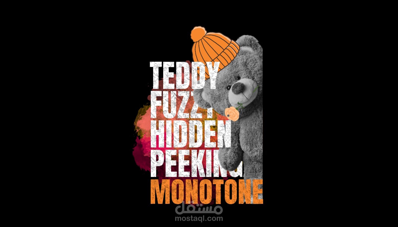 Playful Teddy - Texture & Typography Art