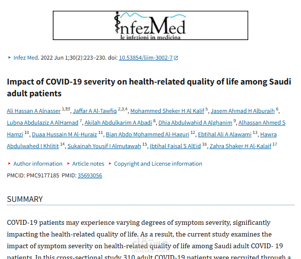 Impact of COVID-19 severity on health-related quality of life among Saudi adult patients