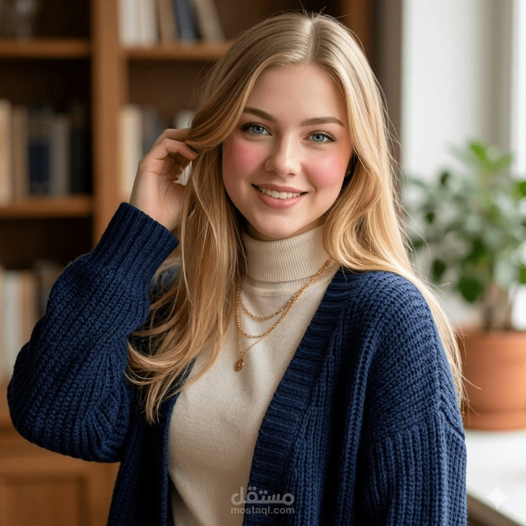 فتاة Ai influencer مناسبة لعمل فيديوهات السوشيال ميديا و المحتوي التسويقي.
