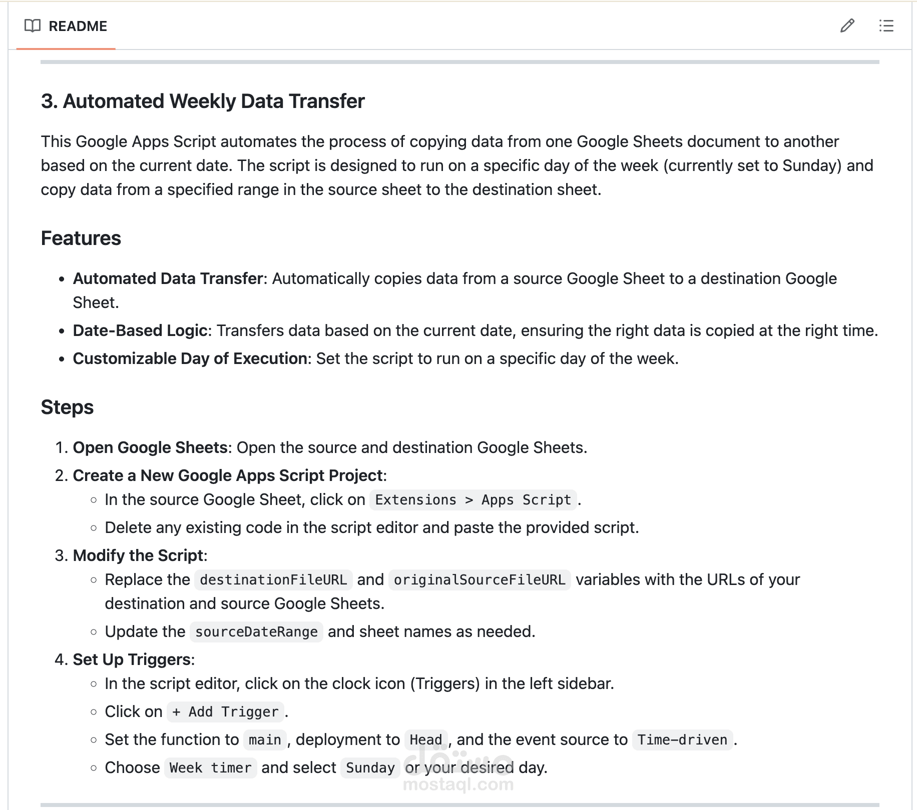 Weekly transfer data between two google sheets