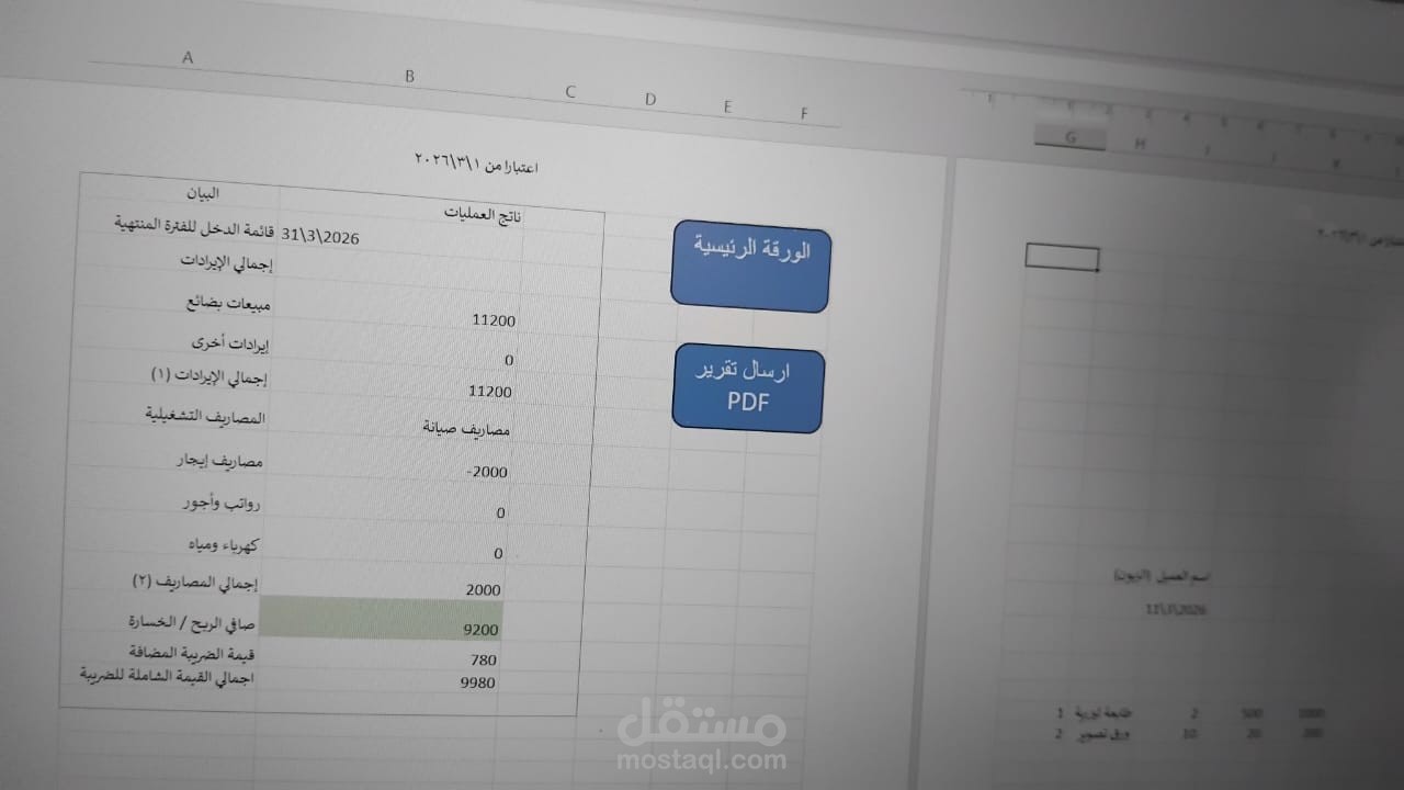 نموذج فاتورة مبيعات واحتساب ضريبي