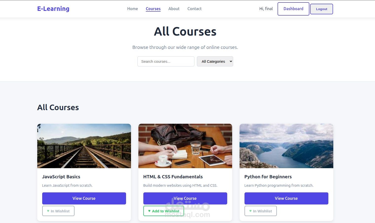 E-Learning System (Front-End)