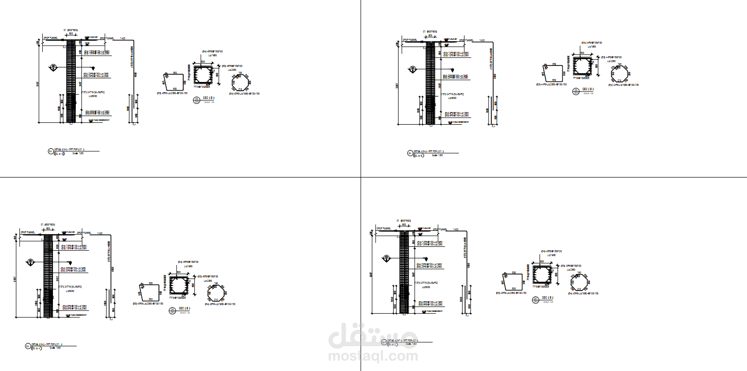 رسومات تنفيذية ( shop drawing column )