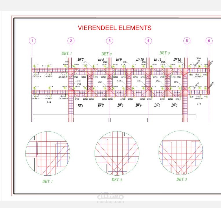 التحليل الإنشائي المتقدم لنظام الفراندل وذلك بمراحل التنفيذ (Construction Sequence Analysis) لمبنى تحويلي