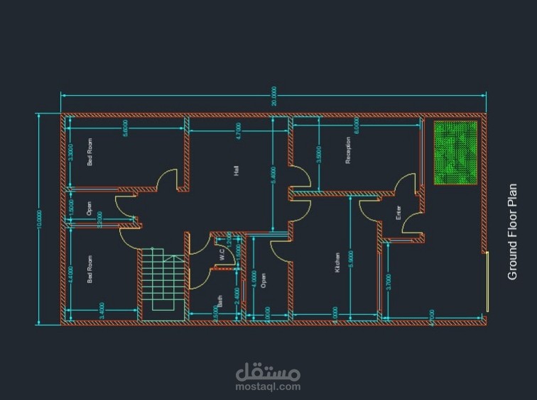 تصميم مخطط فيلا سكنية متكامل (AutoCAD 2D) مع حساب الكميات