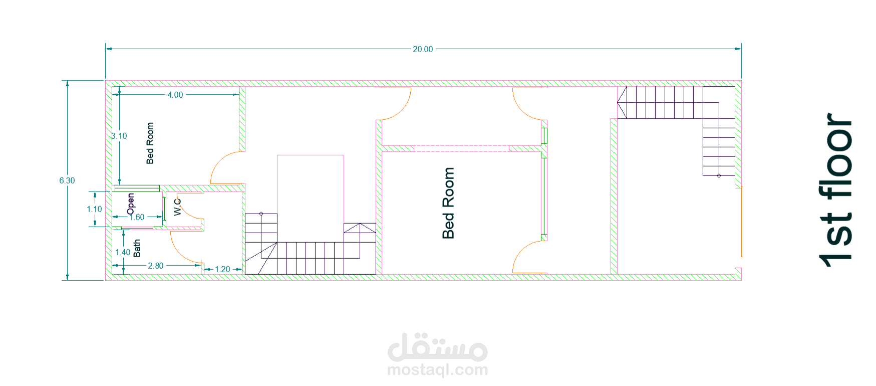 تصميم مخطط فيلا سكنية متكامل (AutoCAD 2D) مع حساب الكميات
