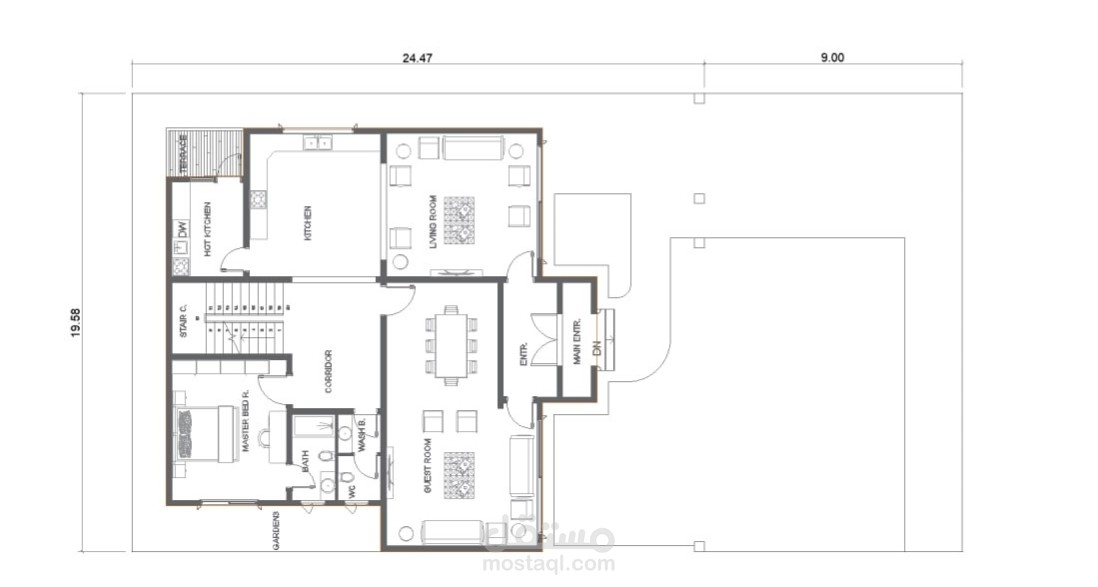 تصميم مخطط فيلا سكنية متكامل (AutoCAD 2D) مع حساب الكميات