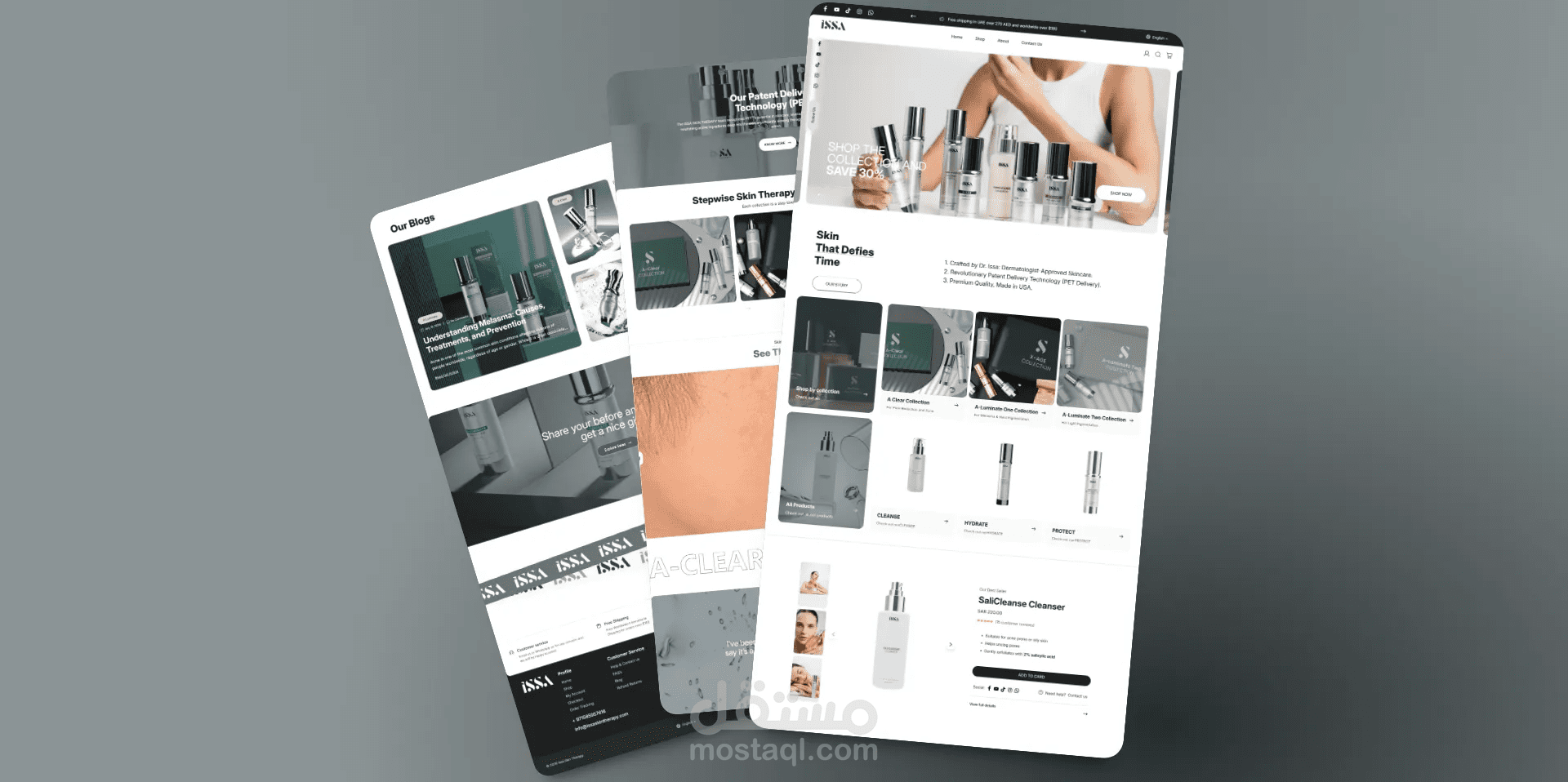 نظام تجارة إلكترونية متكامل ومخصص | منصة Issa Skin Therapy