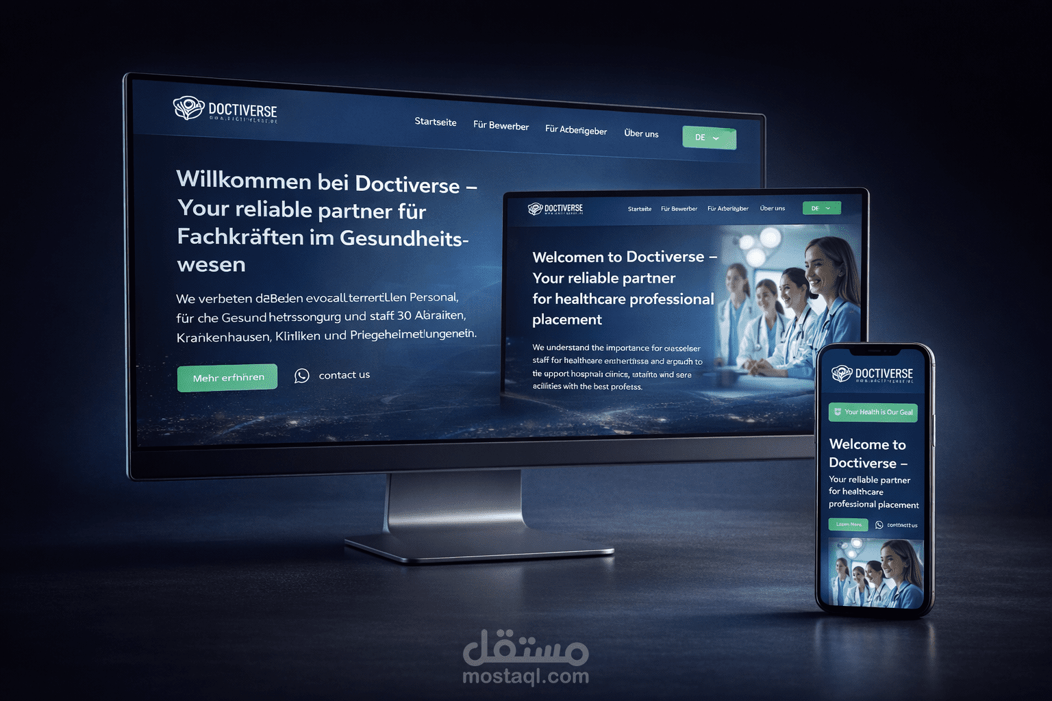 Doctiverse - موقع توظيف طبي متعدد اللغات مع نظام متابعة منظم
