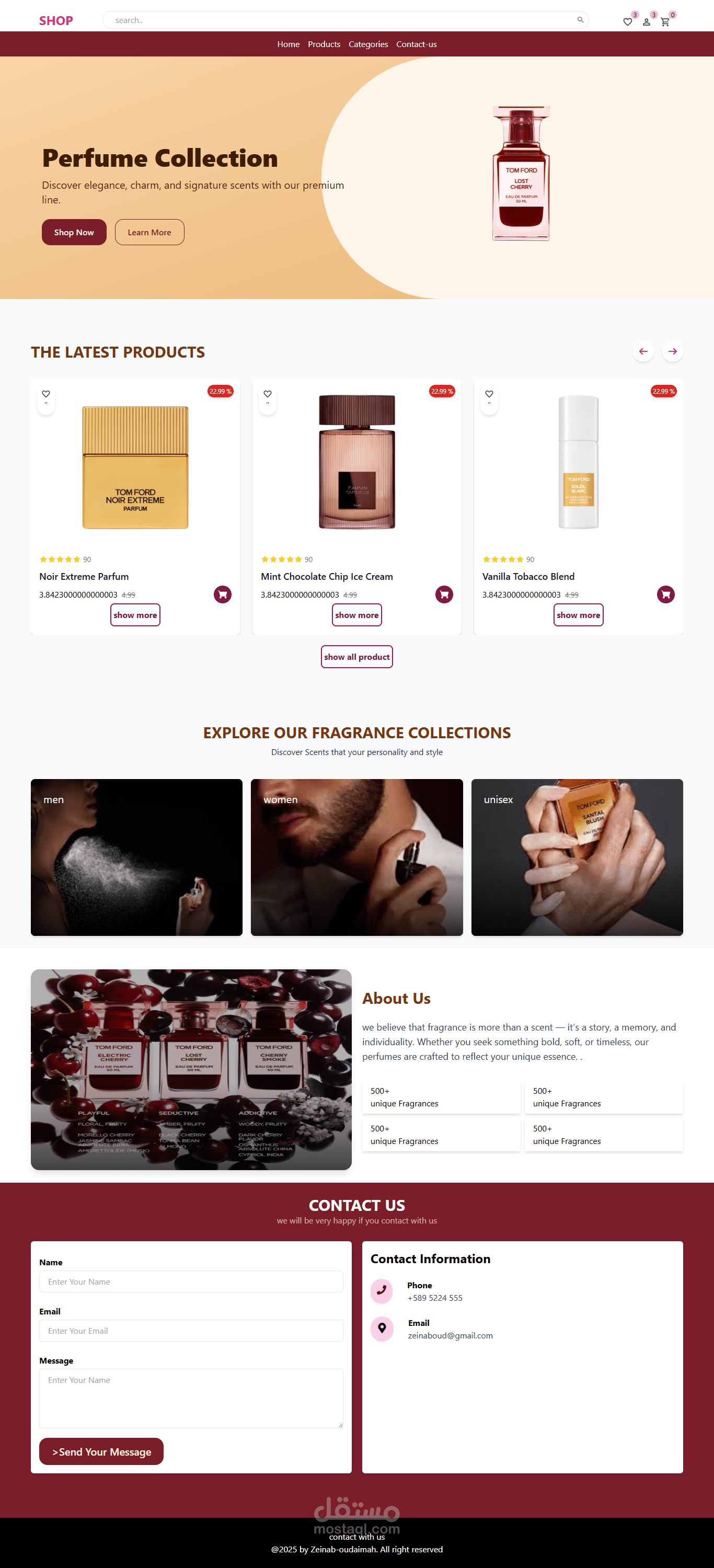 متجر عطور Vuejs