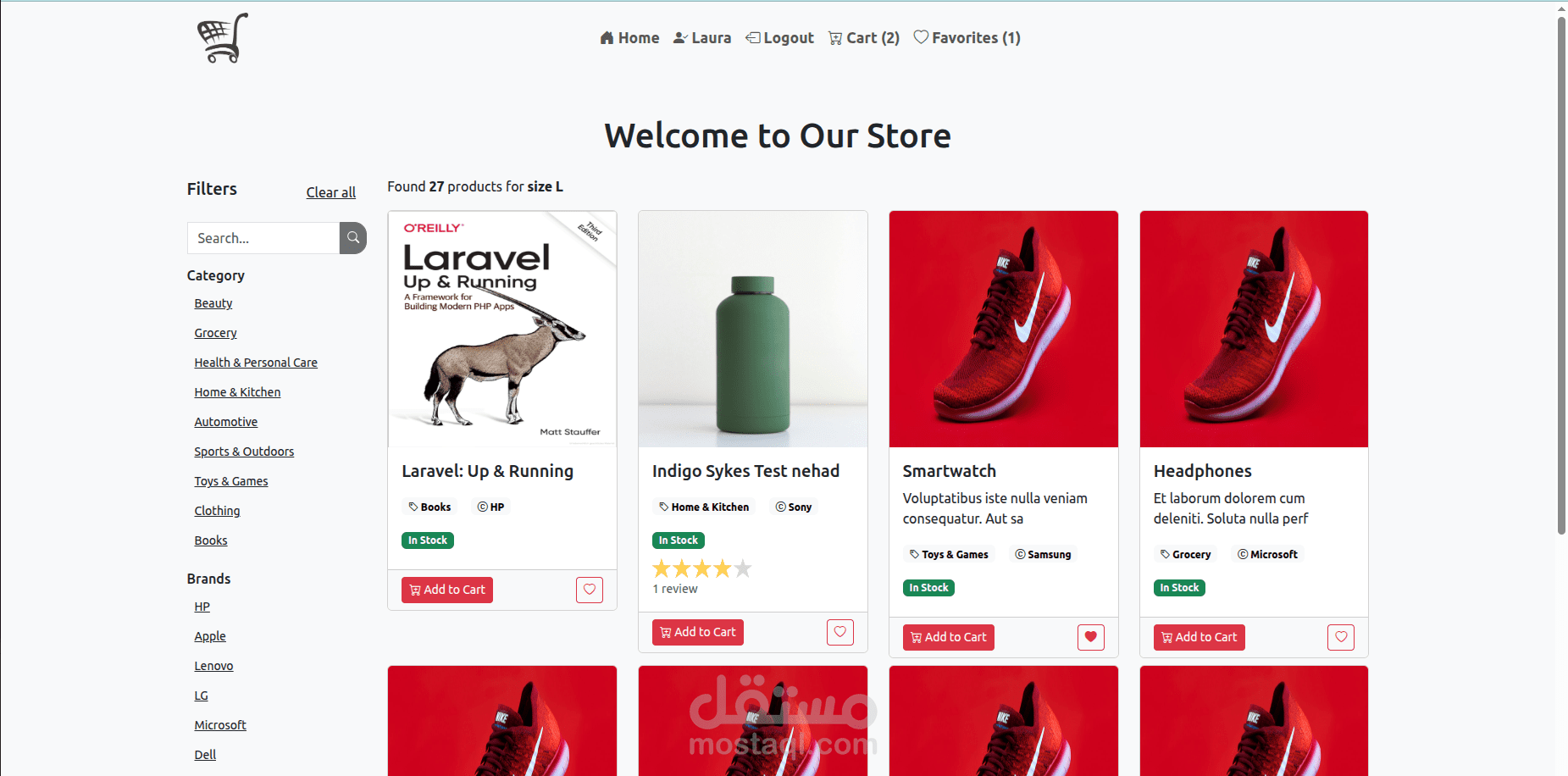 متجر إلكتروني ديناميكي باستخدام Laravel وVue 3 (Composition API) وPinia