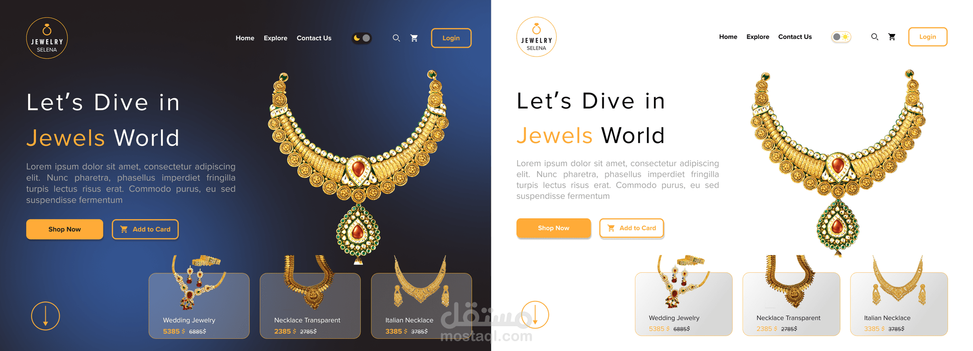 الصفحة الرئيسية لموقع متجر مجوهرات باسم selena jewels