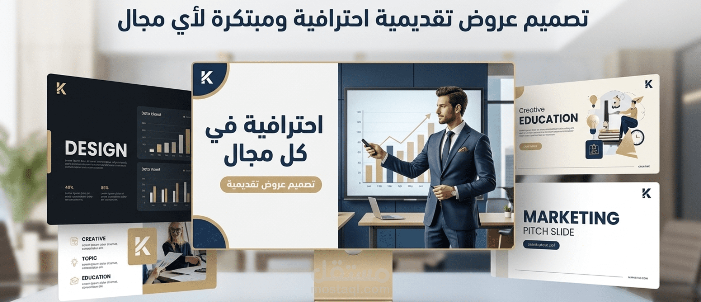 تصميم عرض تقديمي (PowerPoint) احترافي ومبتكر لأي مجال.