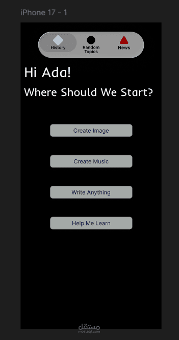 ui ux chat bot layout screen = main screen