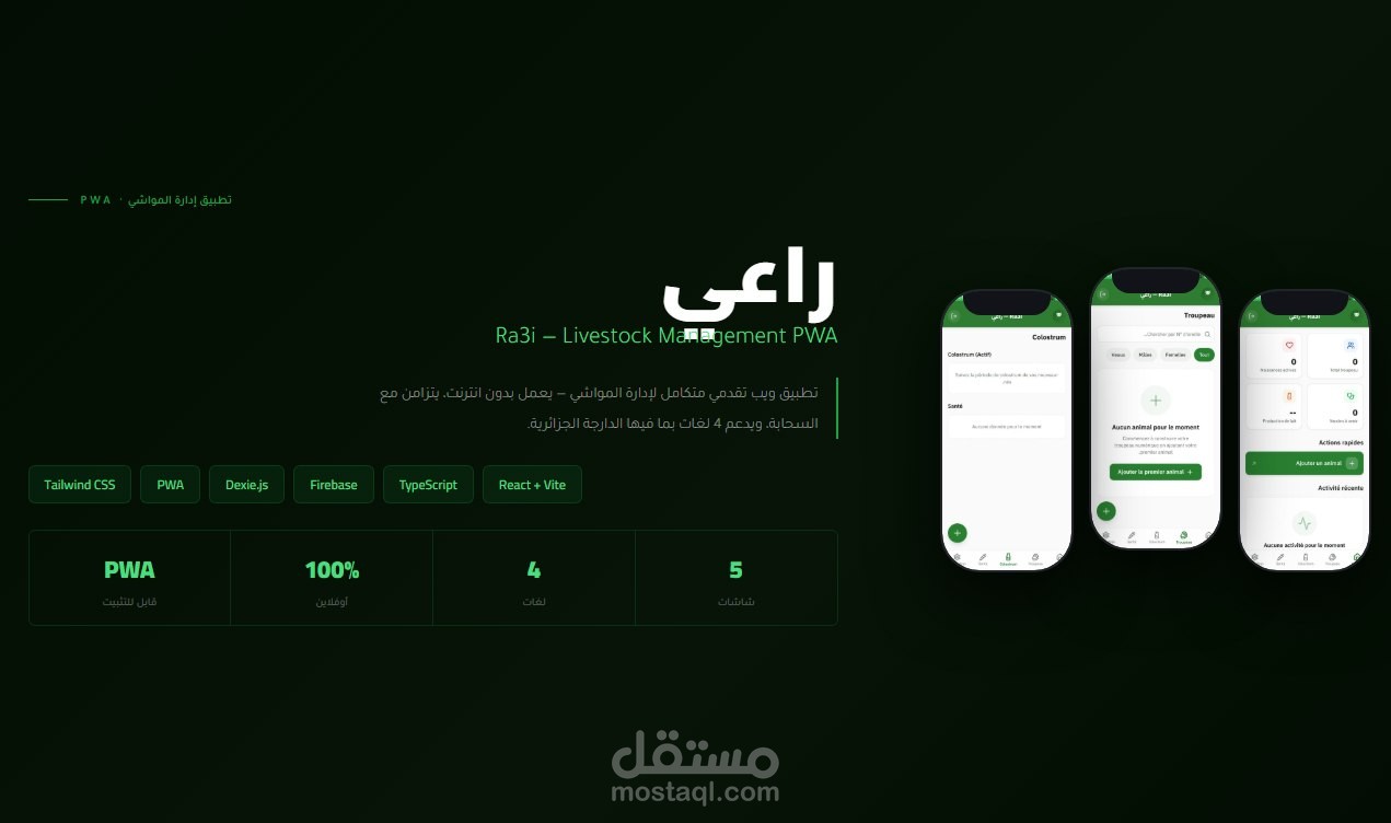 تطبيق ويب تقدمي لإدارة قطعان الماشية