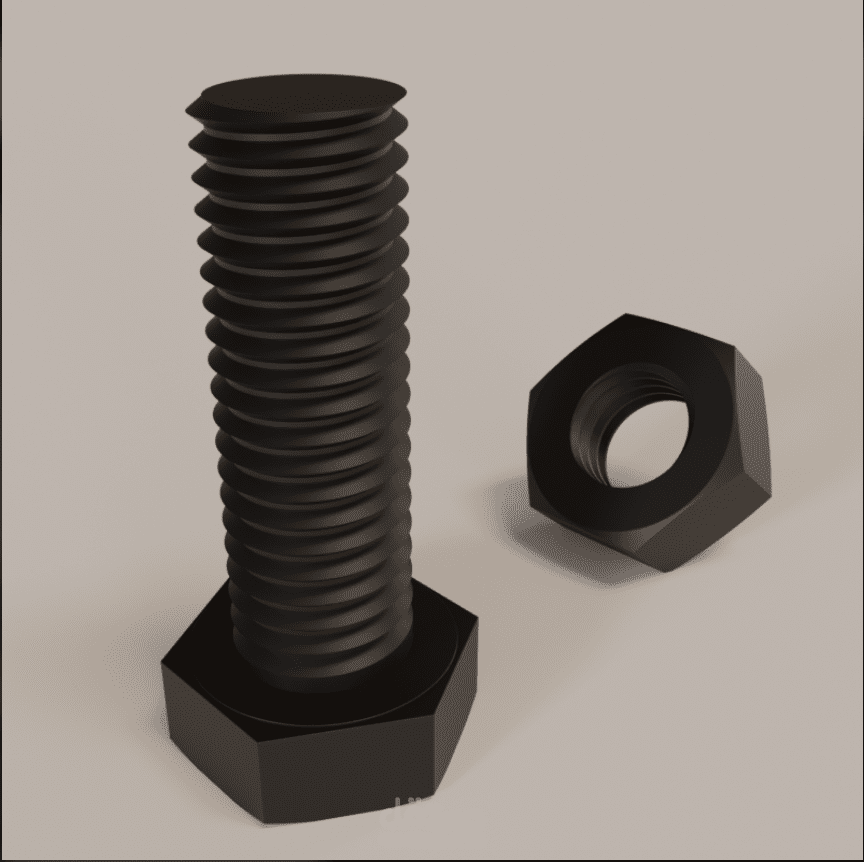 قمت بتصميم برغي مع صامولة M10X1-5 قابل للطباعة
