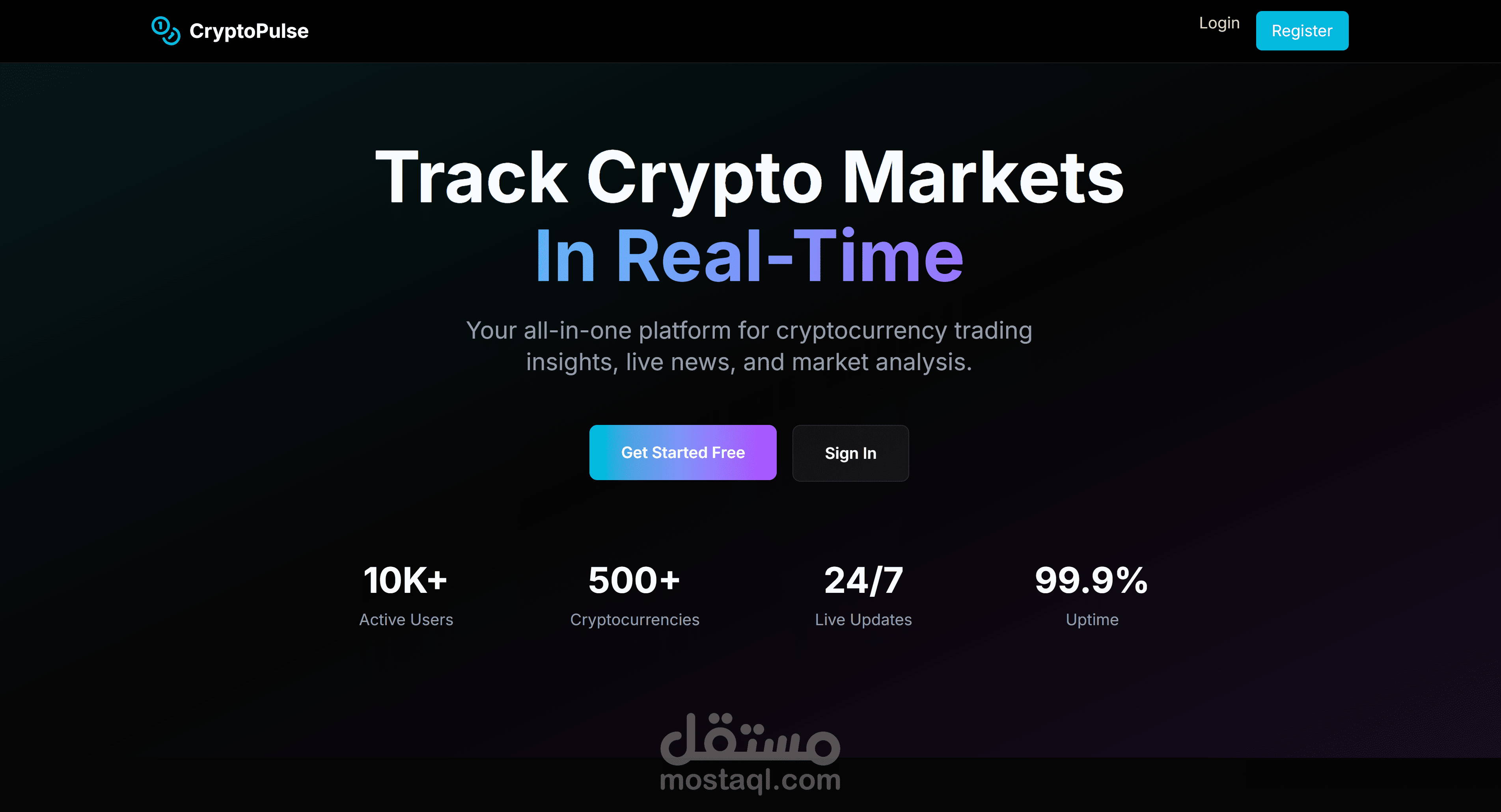 منصة تتبع العملات الرقمية وتحليل الأسواق (Trade & News)