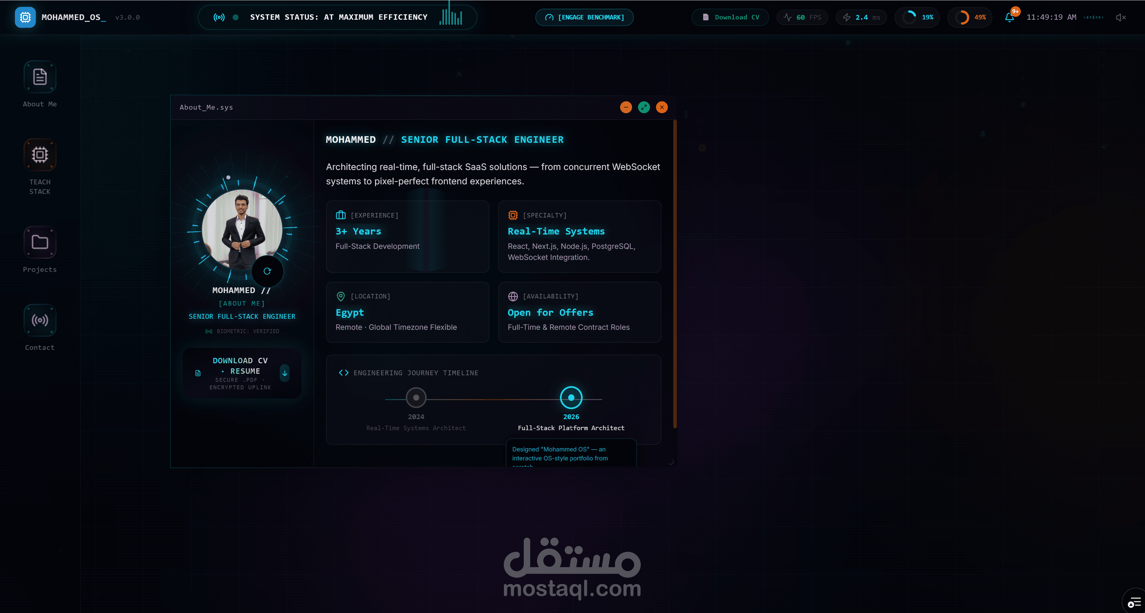 Personal Portfolio | معرض أعمال لمطور Full-Stack
