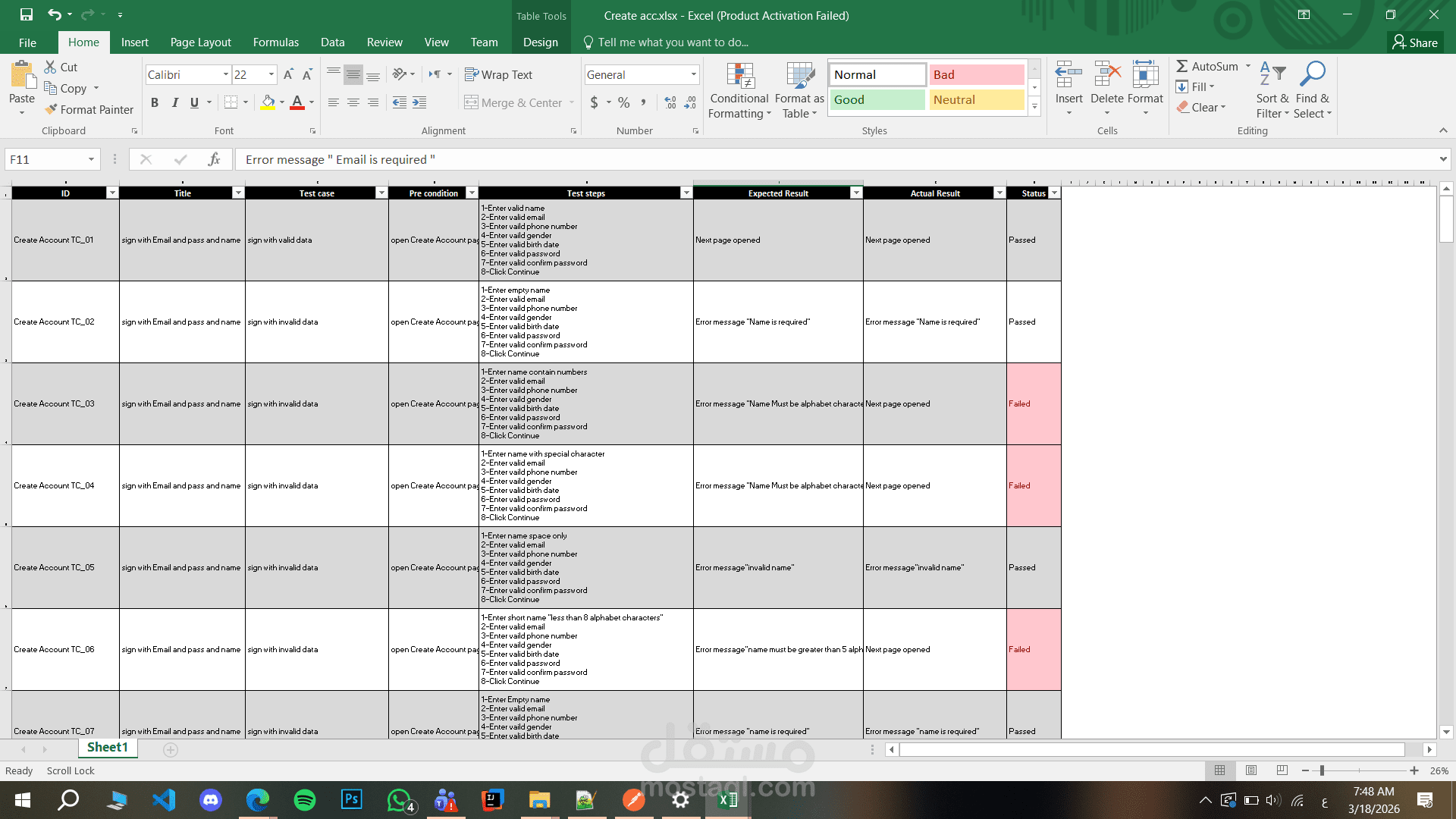 اختبار شامل لتطبيقات الويب (Manual & Automation Testing)  اختبار API باستخدام Postman مع تقارير احترافية للأخطاء  تحليل واختبار قواعد البيانات وضمان سلامة البيانات (Database Testing)