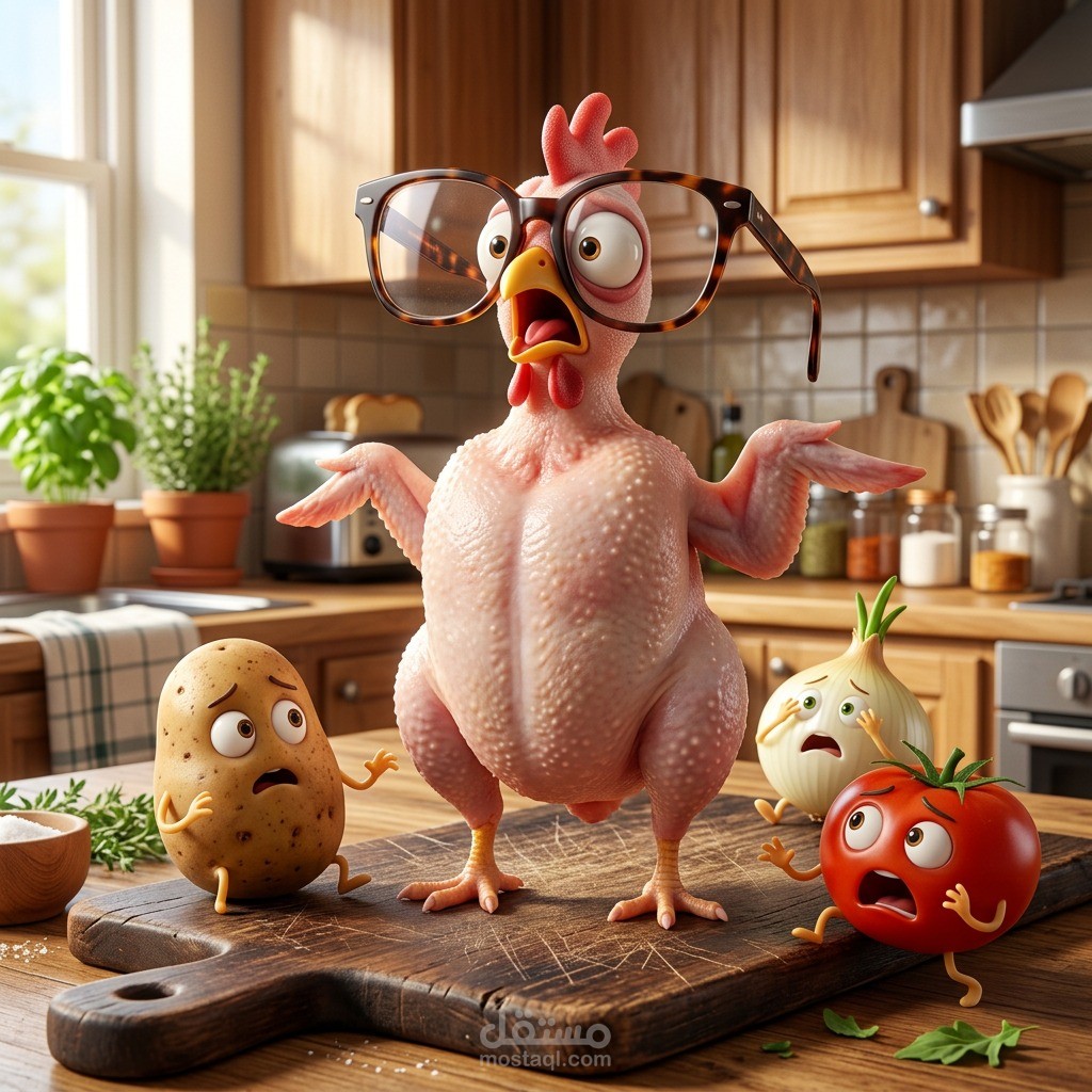 تصميم إعلان ثلاثي الأبعاد (3D) للخضروات بأسلوب جذاب يعكس الطزاجة والجودة