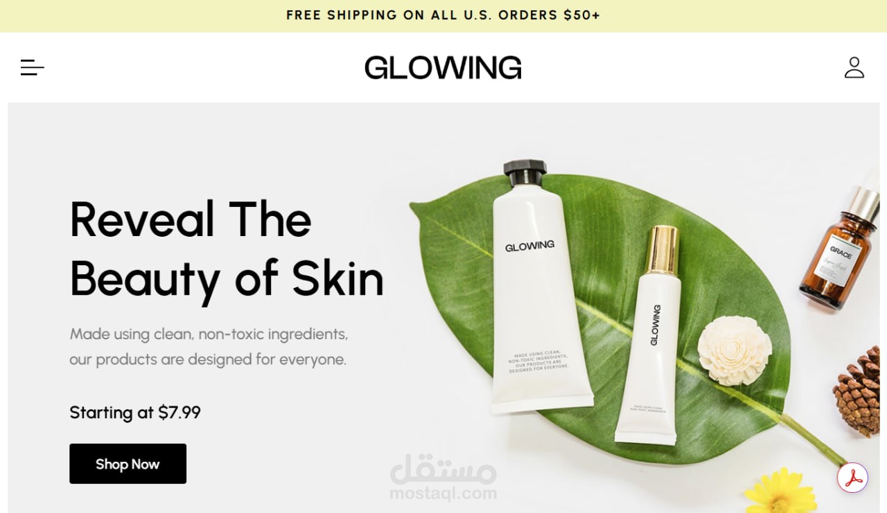 Glowing eCommerce Website