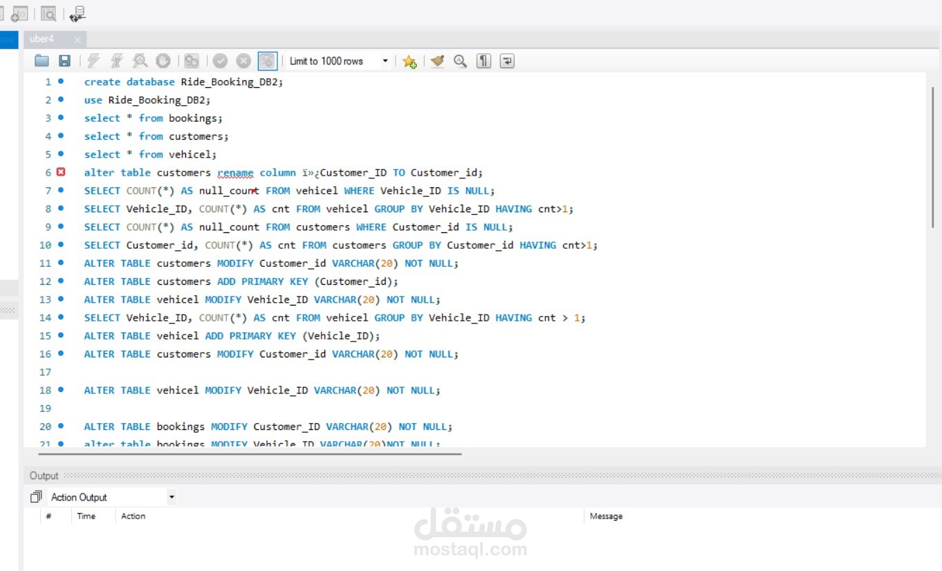 تحليل بيانات حجوزات وعملاء أوبر باستخدام SQL