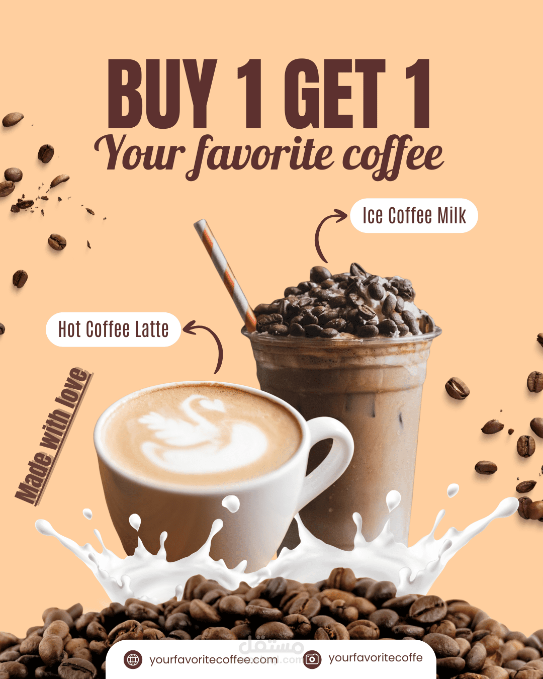 بوستر اعلاني لبراند cafe على إنستقرام