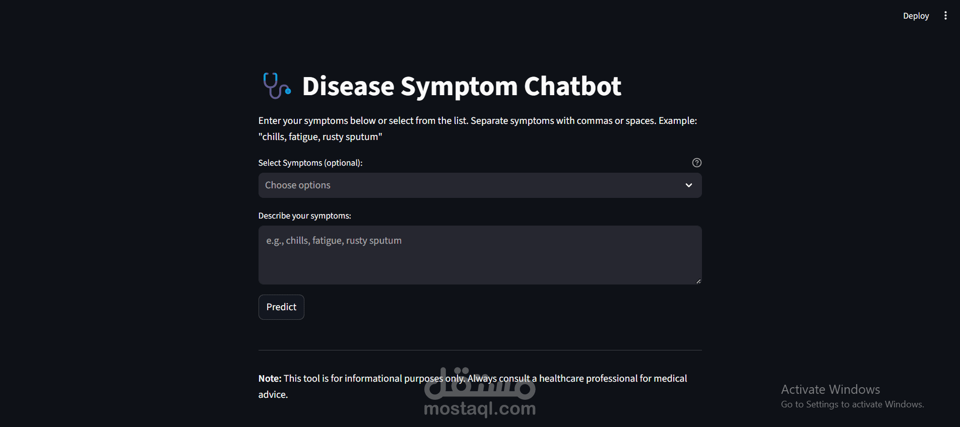 Diseases Predictor Chatbot