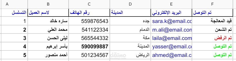 تنظيم قاعدة بيانات عملاء ومتابعة حالات الشحن بدقة عالية