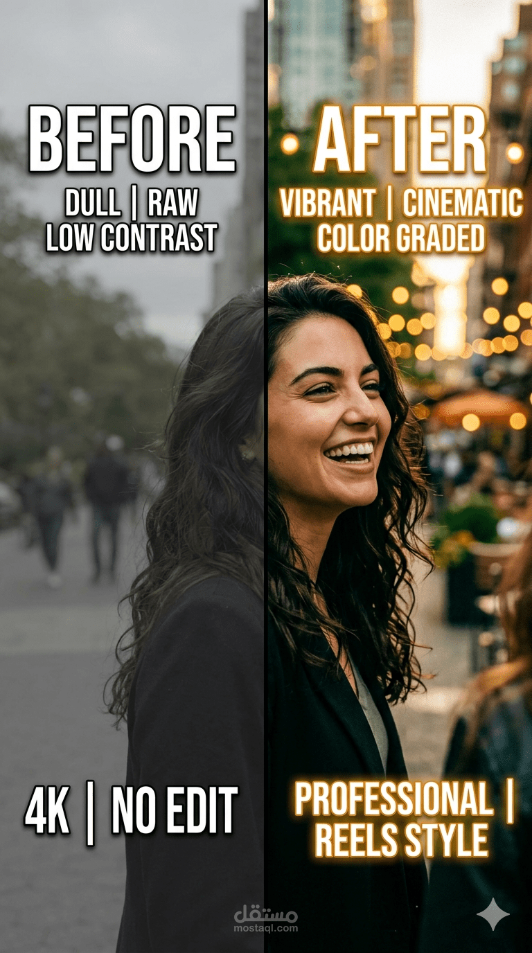 مونتاج فيديو Reels احترافي (قبل / بعد)