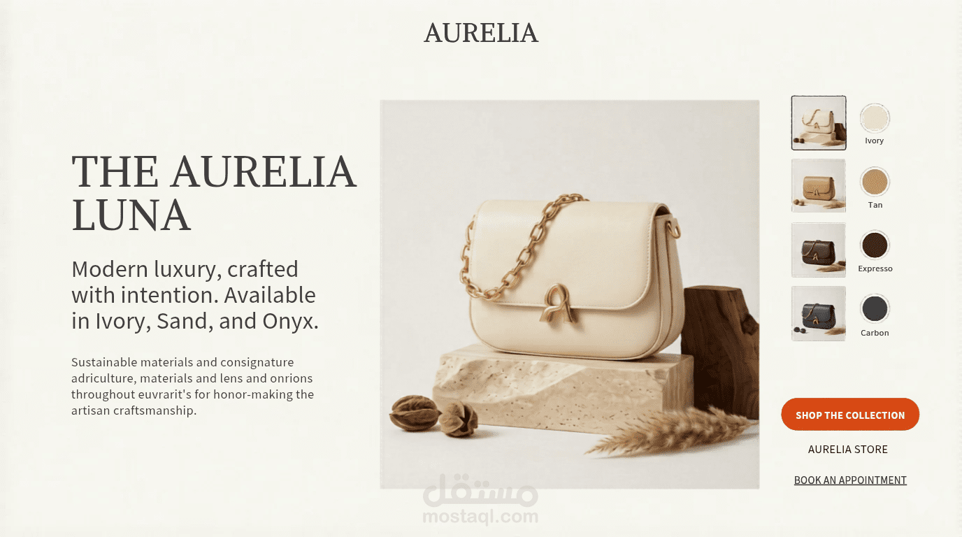 AURELIA | Luxury E-Commerce UI/UX Design for Premium Handbags
