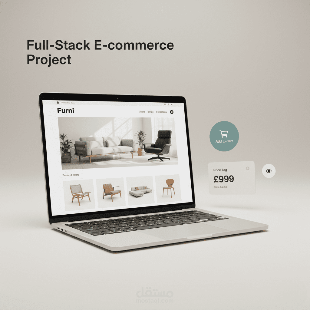 تطوير متجر إلكتروني متكامل (Furni) للأثاث والديكور بتصميم عصري واستجابة كاملة