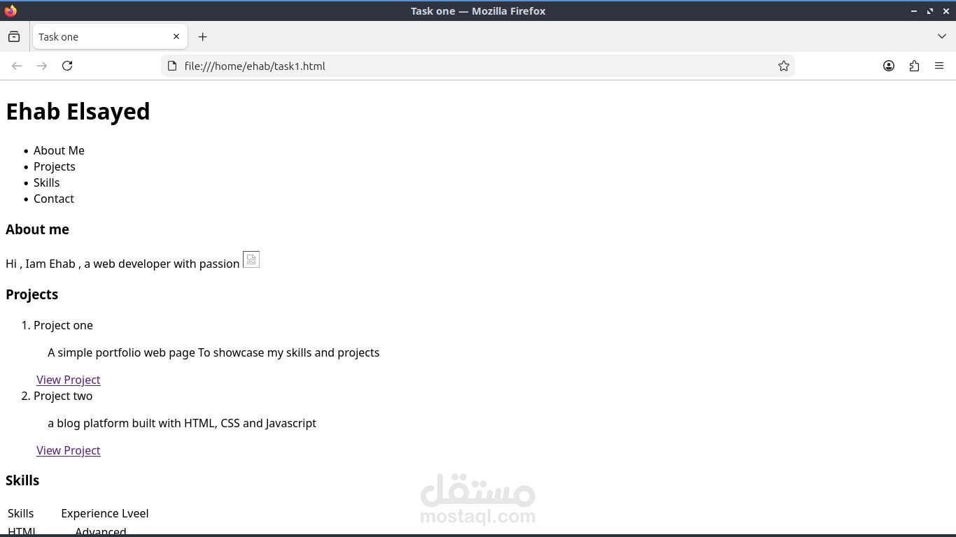 صفحة اعمال  شخصى  portfolio page باستخدام HTML