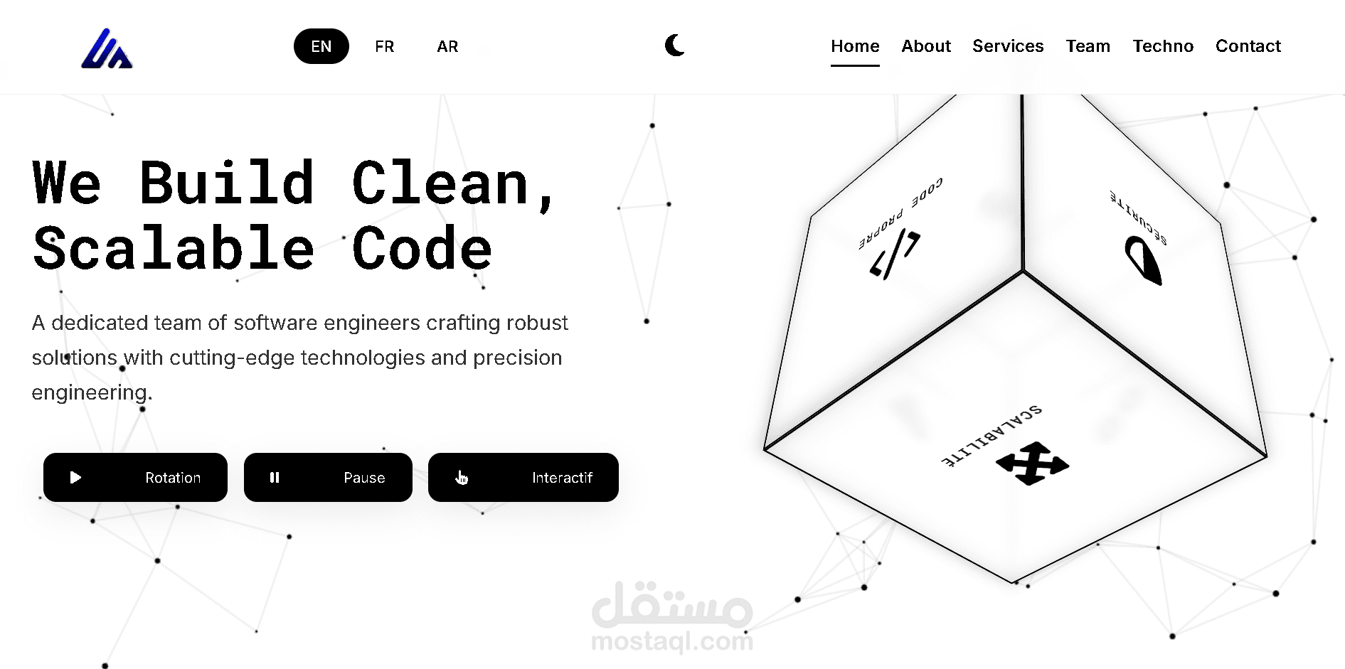 "تطوير واجهة مستخدم احترافية لشركة برمجيات (Modern Software Agency Landing Page