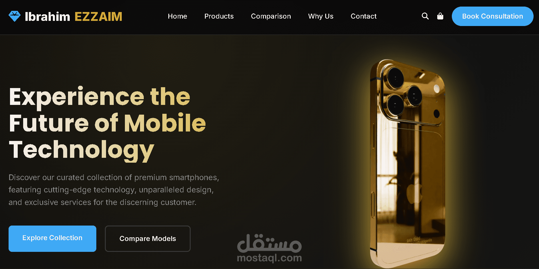 "تصميم وبرمجة متجر إلكتروني فاخر للهواتف الذكية (Luxurious E-commerce Landing Page)"